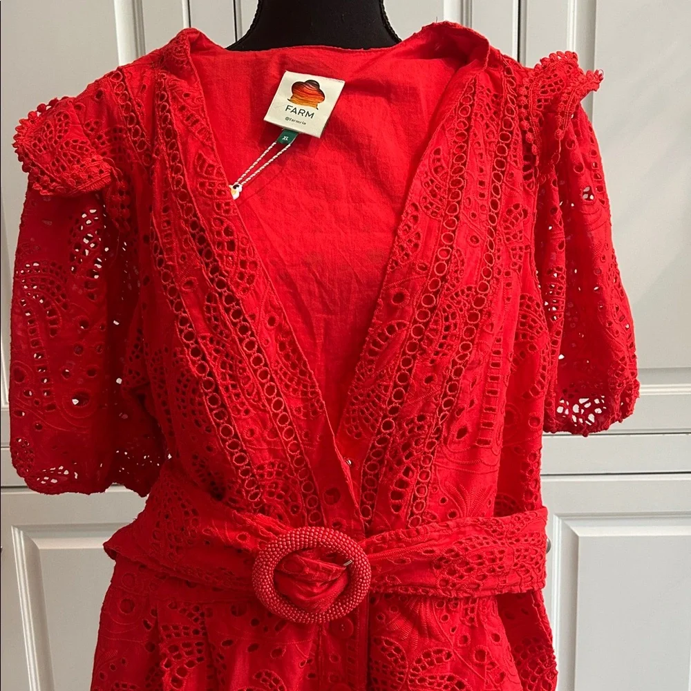 NWT! FARM Rio Red Eyelet Romper - Picture 2 of 11